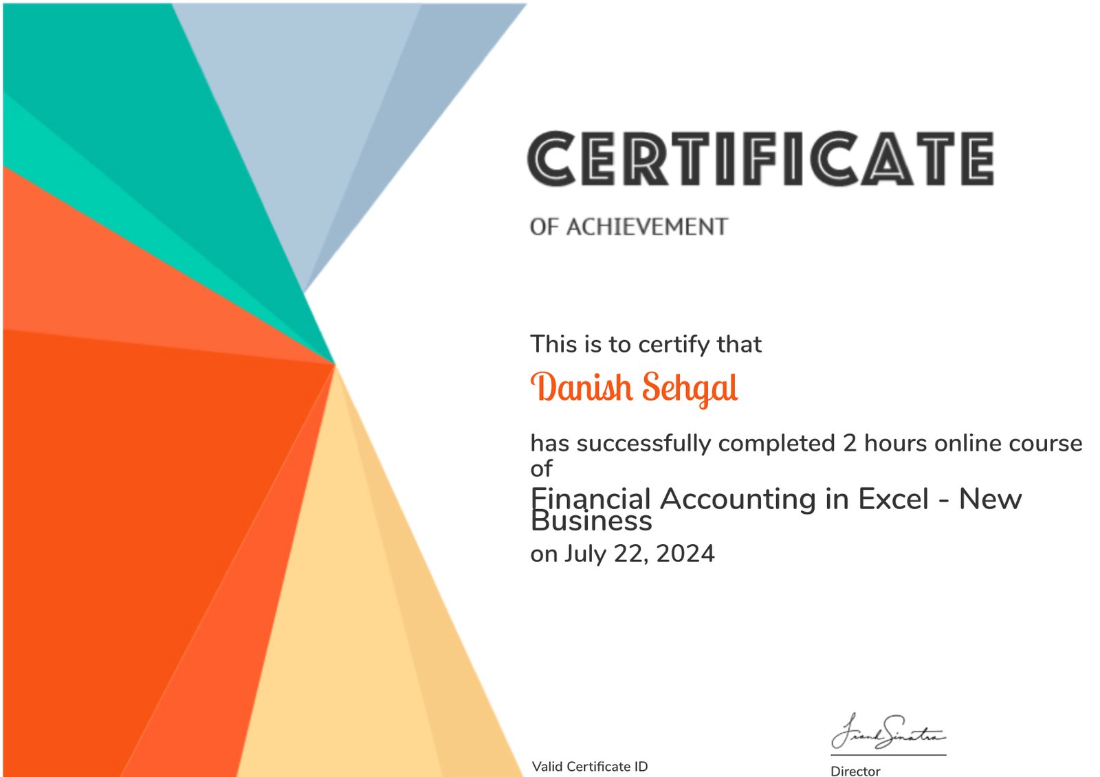 Financial Accounting in Excel - New Business
